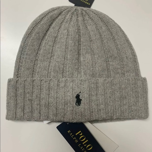 Polo Ralph Lauren Men's Wool Blend Skull Cap Beanie, Light Gray, One Size, NEW - Picture 1 of 4